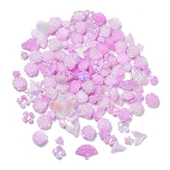 DIY Imitation Pearl Style Jewelry Making Finding Kit, Including Plastic Bead & Cabochon & Link & Pendants, Butterfly/Fan/Flower/Fishtail/Round Shapes, Violet, 6~40x10~40x2.5~12mm, Hole: 1.4~3.2mm, about 64pcs/50g