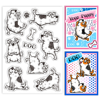 Custom PVC Plastic Clear Stamps, for DIY Scrapbooking, Photo Album Decorative, Cards Making, Dog, 160x110x3mm