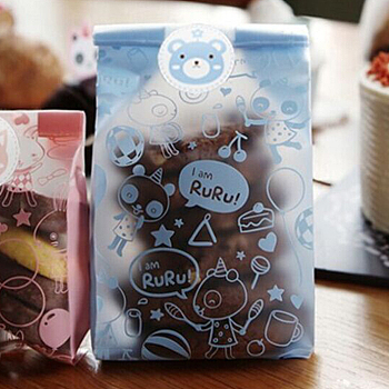 Frosted Cookie Candy Bread Packaging Bags, Light Blue, 23x8.5cm, about 45~50pcs/bag