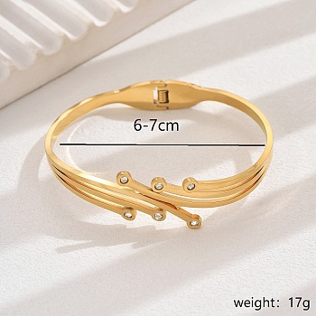 Stylish Stainless Steel Hollow Bracelets for Women, Real 18K Gold Plated, Inner Diameter: 2-3/8~2-3/4 inch(6~7cm)