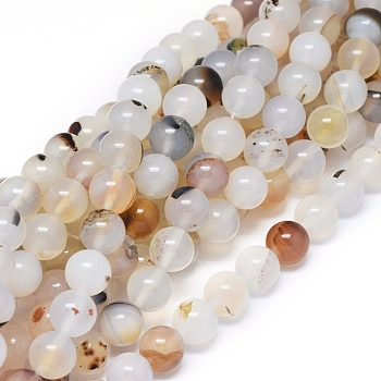 Natural Dendritic Agate Beads Strands, Round, 10~10.5mm, Hole: 0.8mm, about 38 pcs/Strand, 15.35 inch(39 cm)