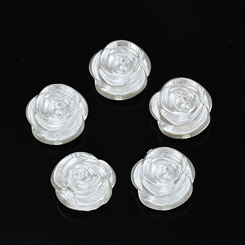 ABS Plastic Imitation Pearl Beads, Flower, Creamy White, 17x16.5x8mm, Hole: 2mm, about 480pcs/500g
