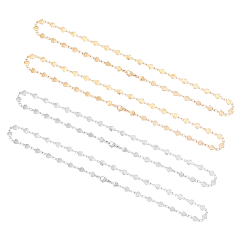 UNICRAFTALE 8Pcs 2 Colors 304 Stainless Steel Chain Necklaces, with Lobster Claw Clasps, Ion Plating (IP), Heart with Love, For Valentine's Day, Golden & Stainless Steel Color, 17.5 inch~17.9 inch(44.5~45.5cm), 4pcs/color