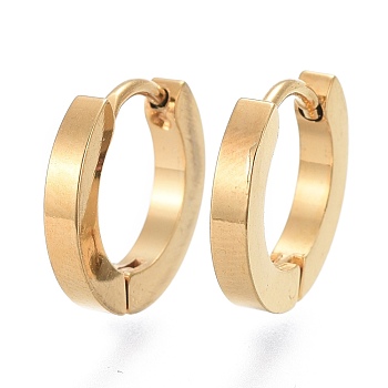 304 Stainless Steel Huggie Hoop Earrings, Ring, Golden, 12.5x13.5x2mm, Pin: 1mm