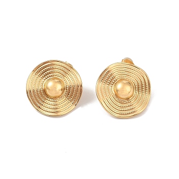 Stainless Steel Stud Earrings, Straw Hat, Real 18K Gold Plated, 25mm