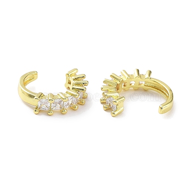 Brass Micro Pave Cubic Zirconia Cuff Earrings(EJEW-D088-11G)-2