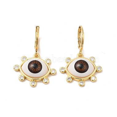 Pendientes colgantes de resina con forma de ojo de caballo y circonitas cúbicas(EJEW-E185-01G-M)-2