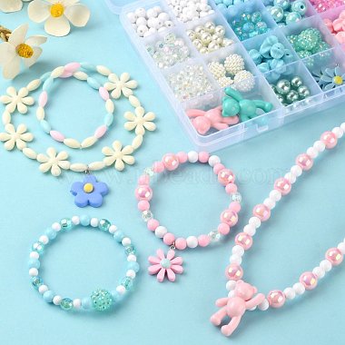 Kit de fabrication de bijoux pour enfants avec perles et pendentifs colorés bricolage(DIY-LS0004-07)-5