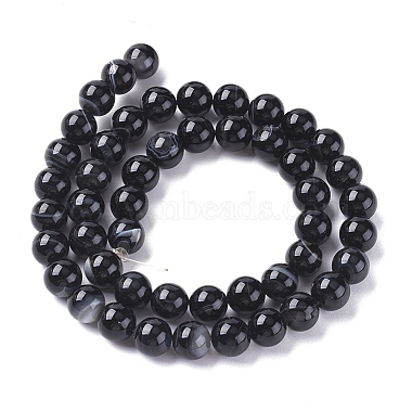 Natural Black Agate Beads Strands(G-G582-6mm-60)-2