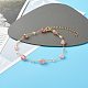 Ensemble de bracelets de cheville en perles de quartz fraise naturelle pour fille femme(AJEW-AN00450-03)-5