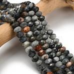 Natural Eagle Eye Stone Beads Strands, Faceted, Rondelle, 8x5.5mm, Hole: 1.2mm, about 69pcs/strand, 15.16''(38.5cm)(G-Z111-A11-02)