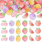 36Pcs 6 Styles Fruit Theme Transparent Resin Cabochons, Mixed Color, Mixed Shapes, 12~25x16.5~24x4.5~6.5mm, 6pcs/style(RESI-TADJ0001-27)