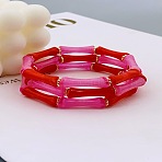 Acrylic Bamboo Joint Beaded Bracelets for Women, Cerise, Inner Diameter: 2-1/4 inch(5.8cm)(FS-WG26A21-03)