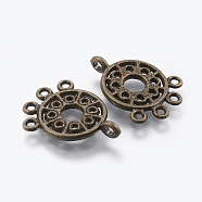 Alloy Chandelier Components Links, Flat Round, Antique Bronze, 23x18x2mm, Hole: 2mm(PALLOY-A065-60AB)