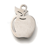 201 Stainless Steel Pendants, Fruit Charms, Apple, 12x8.5x1mm, Hole: 1.2mm(STAS-R136-01P-05)