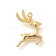 Brass Pendants, Deer Charms, Real 18K Gold Plated, 15.5x12x3mm, Hole: 1mm(KK-K294-25G)