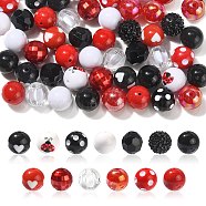 Opaque Acrylic Beads Set, Ladybird/Ladybug Theme, Round, FireBrick, 18~20x18~19mm, Hole: 2~3mm(MACR-CJC0001-13A-03)