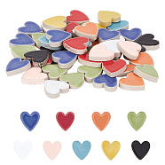 Porcelain Cabochons, Mosaic Tile Supplies for DIY Crafts, Plates, Picture Frames, Flowerpots, Handmade Jewelry, Heart, with Bead Container, Mixed Color, 22.5x22x5.5mm, about 250g/box(PORC-PH0001-05)