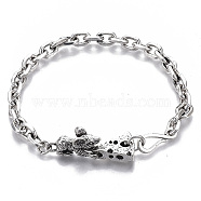 Men's Alloy Cable Chain Bracelets, Mouse with Cheese, with S-Hook Clasps, Antique Silver & Platinum, 8-5/8 inch(22cm)(X-BJEW-T014-03)
