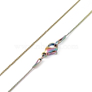 Ion Plating(IP) 304 Stainless Steel Serpentine Chain Necklace for Men Women, Rainbow Color, 17.72 inch(45cm)(NJEW-G076-01B-M)