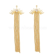 Brass Micro Pave Cubic Zirconia Pendants, with Ball Chains Tassel, Long-Lasting Plated, Eye, Real 18K Gold Plated, Golden, 78x24.5x5.5mm, Hole: 1.4mm(ZIRC-CJ0001-11)