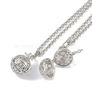 Brass Pendant Necklaces, Iron Rolo Chains, Round, Platinum, 32.44 inch(824mm)(NJEW-G089-15A-P)