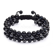 Natural & Synthetic Mixed Gemstone Beads Braided Beaded Bracelets, Multi-strand Bracelets, Inner Diameter: 2-1/4~3-1/8 inch(5.7~8cm)(BJEW-SW00002-03)