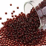 TOHO Round Seed Beads, Japanese Seed Beads, (2153S) Silver Lined Dark Cherry Amber, 11/0, 2.2mm, Hole: 0.8mm, about 1110pcs/10g(X-SEED-TR11-2153S)