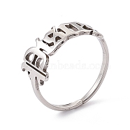 304 Stainless Steel Constellation Open Cuff Ring for Women, Pisces, US Size 7 1/4(17.5mm)(RJEW-C035-01K-P)