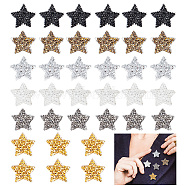 36Pcs 6 Style Star Glitter Hotfix Rhinestone, Iron on Patches, Mixed Color, 21x22x2mm, 6pcs/style(FIND-GA0003-05)