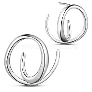 SHEGRACE Rhodium Plated 925 Sterling Silver Stud Earrings, Platinum, 18x18.5mm(JE836A)