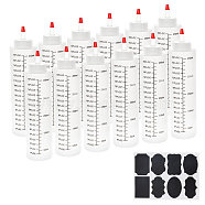 Polyethylene(PE) Squeeze Bottles, with Scale & Red Tip Cap, for Ketchup, Sauces, Paint and More, with Chalkboard Sticker Labels, Mixed Color, 14pcs/set(AJEW-PH0001-06)