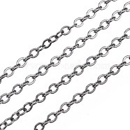 Brass Cable Chains, Soldered, with Spool, Flat Oval, Gunmetal, 2x1.8x0.2mm, about 9.84 Feet(3m)/Roll(CHC-T008-08B)
