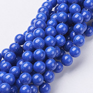 Natural Mashan Jade Round Beads Strands, Dyed, Blue, 8mm, Hole: 1mm, about 51pcs/strand, 15.7 inch(X-G-D263-8mm-XS08)