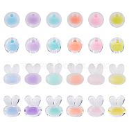 Transparent Acrylic Beads, Bead in Bead, Round/Rabbit, Mixed Color, 7.5~15.5x7.5~12x7~9.5mm, Hole: 2mm, 300pcs/box(OACR-FH0001-054)