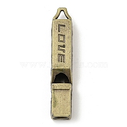 Tibetan Style Alloy Pendants, Whistle with Word Love, Antique Bronze, 49x9x7mm, Hole: 5x4mm(PALLOY-A007-15AB)