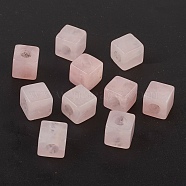 Natural Rose Quartz European Beads, Large Hole Beads, Cube, 10x10x10mm, Hole: 4.5~5mm(G-F580-B01)