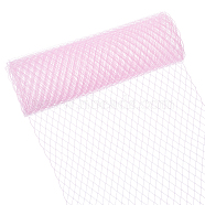 Nylon Net Mesh Fabric, Birdcage Bridal Veil Netting Fabric, Wedding Hat Veil Mesh Trimmings Fabric for Wedding Decoration, Sewing, Hat Decorating, Pearl Pink, 24~26.5x0.02cm(DIY-WH0430-479A-06)