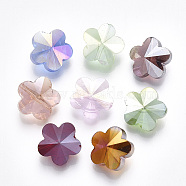 Electroplate Glass Beads, AB Color Plated, Faceted, Flower, Mixed Color, 13x13.5x8mm, Hole: 1.2mm(X-EGLA-Q117-03A)