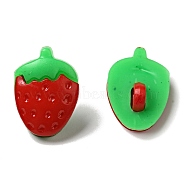 Acrylic Strawberry Shank Buttons, 1-Hole, Dyed, Dark Red, 15x11x3.5mm, Hole: 3mm(X-BUTT-E025-03)