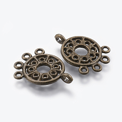 Alloy Chandelier Components Links, Flat Round, Antique Bronze, 23x18x2mm, Hole: 2mm(PALLOY-A065-60AB)