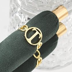 Brass Open Cuff Rings for Women, Letter, Rack Plating, Long-Lasting Plated, Cadmium Free & Lead Free Real 18K Gold Plated, Letter T, 16.5mm(RJEW-K289-01G-T)