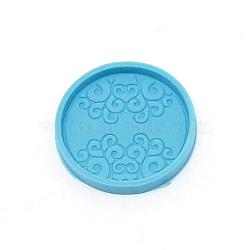 DIY Silicone Molds, Fondant Molds, For DIY Cake Decoration, Chocolate, Candy, UV Resin & Epoxy Resin Jewelry Making, Flat Round with Cloud, Deep Sky Blue, 46x6mm, Inner Diameter: 43mm(DIY-TAC0015-08)