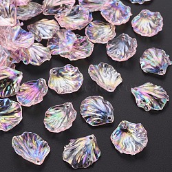 Transparent Acrylic Pendants, AB Color Plated, Leaf, Pink, 19.5x17x4.5mm, Hole: 1.4mm, about 1720pcs/500g(MACR-S373-73-C04)