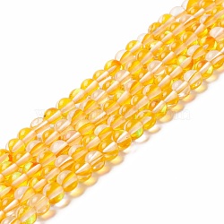 Synthetic Moonstone Beads Strands, Round, Gold, 6mm, Hole: 0.8mm, about 63pcs/strand, 14.57''~15.55''(37~39.5cm)(G-E573-02A-12)
