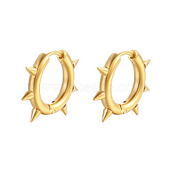 Stainless Steel Hoop Earrings for Men, Rivet, Golden, 16x21mm(PW-WGCB245-01)