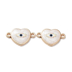 Resin Connector Charms, Light Gold Tone Alloy Enamel Eye Links, Heart, 13.5x20.5x2mm, Hole: 1.6mm(FIND-E043-11KCG-08)