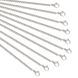 10Pcs 304 Stainless Steel Box Chain Necklaces Set for Men Women, Stainless Steel Color, 29.5 inch(75cm)(NJEW-NB0001-14)
