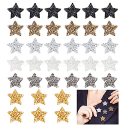 36Pcs 6 Style Star Glitter Hotfix Rhinestone, Iron on Patches, Mixed Color, 21x22x2mm, 6pcs/style(FIND-GA0003-05)