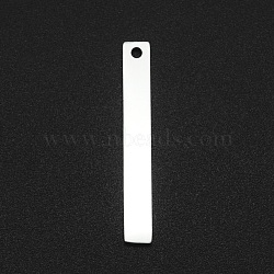 201 Stainless Steel Pendants, Laser Cut, Bar/Rectangle, Stainless Steel Color, 30x4x1mm, Hole: 1.6mm(STAS-N090-LA049)